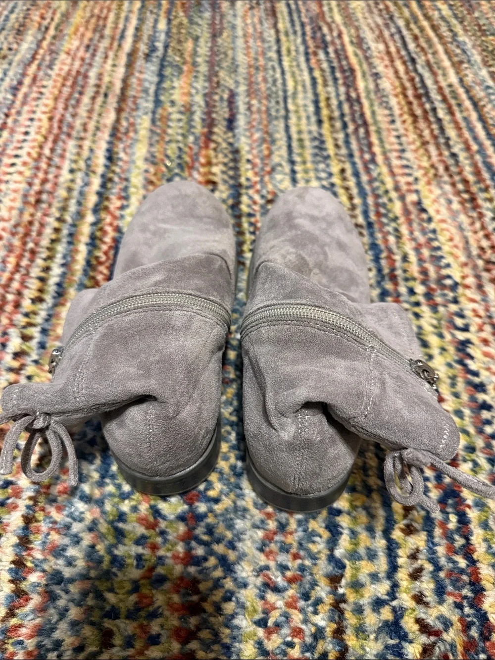 Stuart Weitzman Gray Suede Kids Ankle Boots with Side Zip